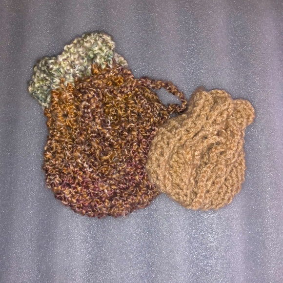 Hand Crafted Handbags - Big Homespun pouch and mini tan pouch duo